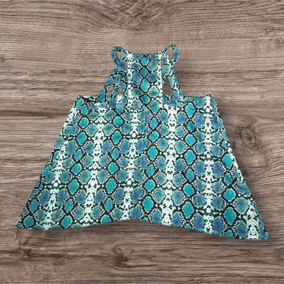 BCBG Maxazria Sleeveless Snake Sprint Lightweight Blue Green Black Blouse size L - Picture 5 of 11